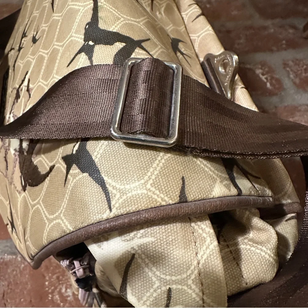 Petunia Pickle Bottom Diaper Bag Coated Canvas Swallow Bird Design One Strap